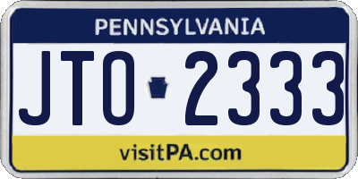 PA license plate JTO2333