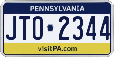 PA license plate JTO2344