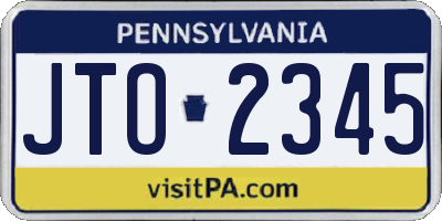 PA license plate JTO2345