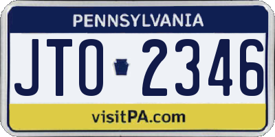 PA license plate JTO2346