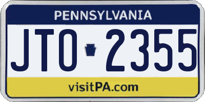 PA license plate JTO2355