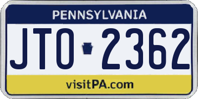 PA license plate JTO2362