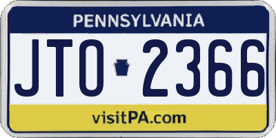 PA license plate JTO2366