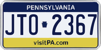 PA license plate JTO2367