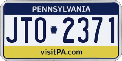 PA license plate JTO2371