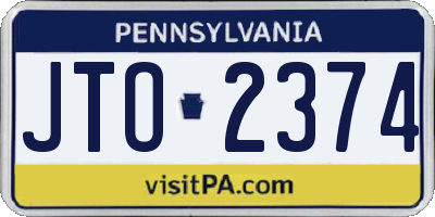 PA license plate JTO2374