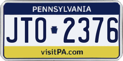 PA license plate JTO2376