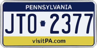 PA license plate JTO2377