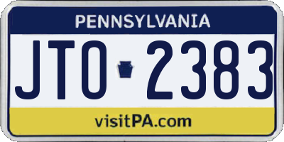 PA license plate JTO2383