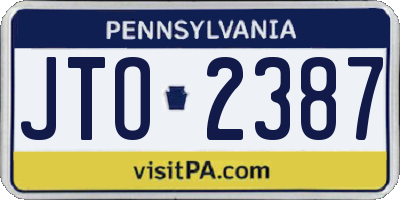 PA license plate JTO2387