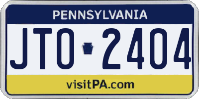 PA license plate JTO2404