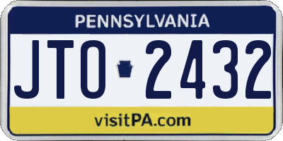 PA license plate JTO2432