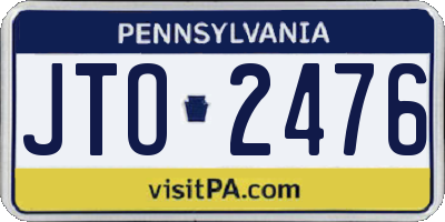 PA license plate JTO2476