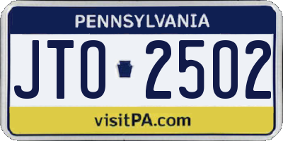 PA license plate JTO2502