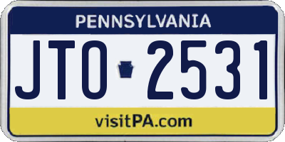 PA license plate JTO2531