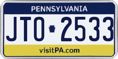 PA license plate JTO2533