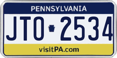PA license plate JTO2534