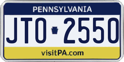 PA license plate JTO2550