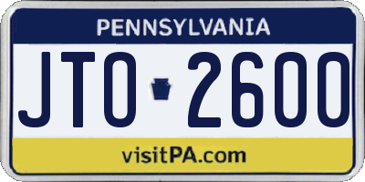 PA license plate JTO2600