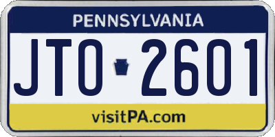 PA license plate JTO2601