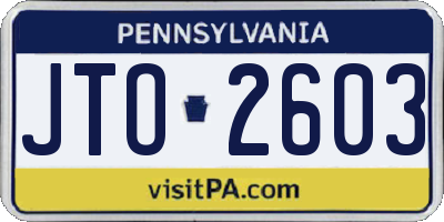 PA license plate JTO2603