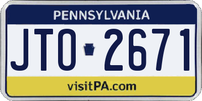 PA license plate JTO2671
