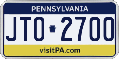 PA license plate JTO2700