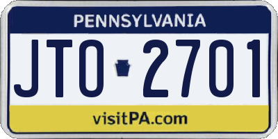 PA license plate JTO2701