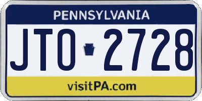 PA license plate JTO2728