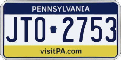 PA license plate JTO2753