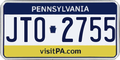 PA license plate JTO2755