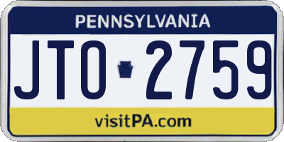PA license plate JTO2759