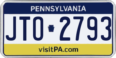 PA license plate JTO2793