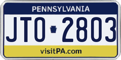 PA license plate JTO2803