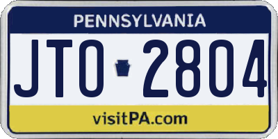 PA license plate JTO2804
