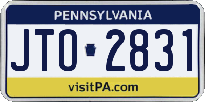 PA license plate JTO2831