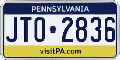 PA license plate JTO2836