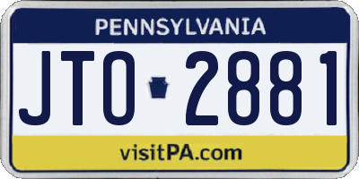 PA license plate JTO2881