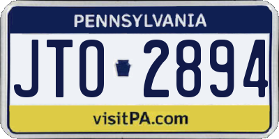 PA license plate JTO2894