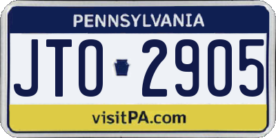 PA license plate JTO2905