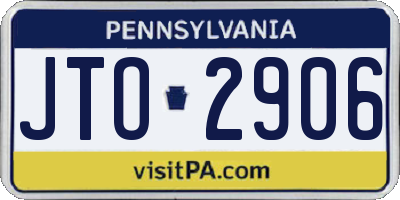PA license plate JTO2906