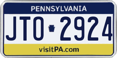 PA license plate JTO2924