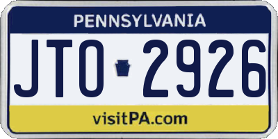 PA license plate JTO2926