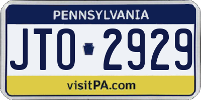PA license plate JTO2929
