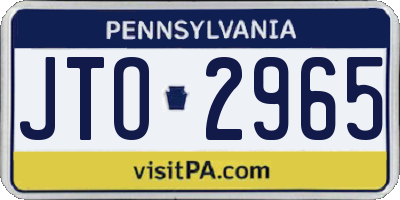 PA license plate JTO2965