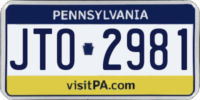 PA license plate JTO2981