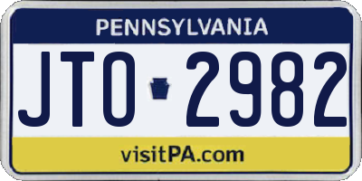 PA license plate JTO2982