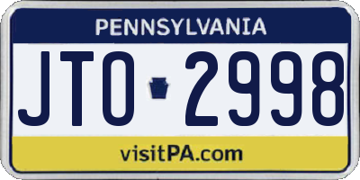 PA license plate JTO2998