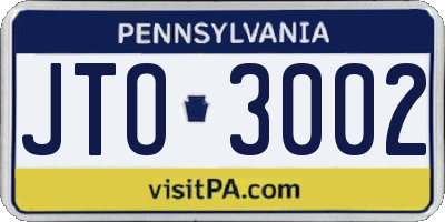 PA license plate JTO3002