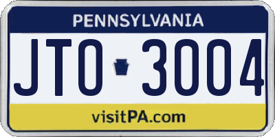 PA license plate JTO3004